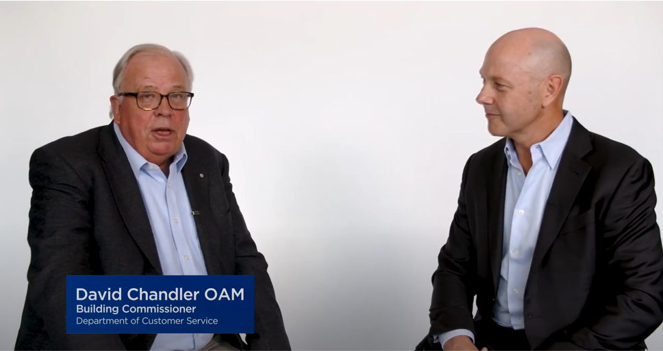 Testimonial from NSW Building Commissioner David Chandler OAM speaks to Helm CEO Mark Monk