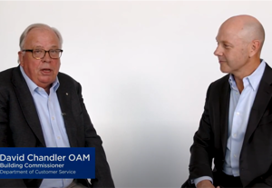 NSW Building Commissioner David Chandler OAM speaks to Helm CEO Mark Monk